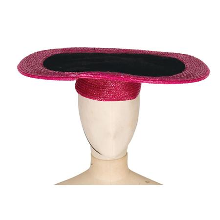 Appraisal: Yves Saint Laurent Hot Pink Lacquered Straw and Black Velvet