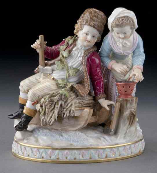 Appraisal: Meissen figural group emblematic of ''Winter'' modeled as a woodcutter