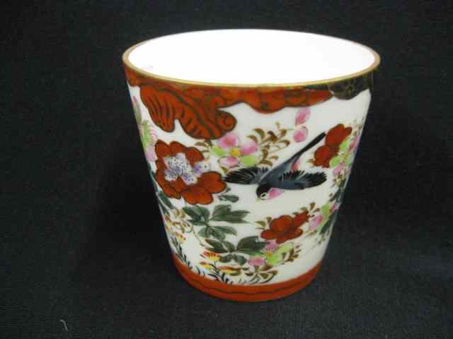 Appraisal: Japanese Kutani Porcelain Cup bird floral signed '' excellent