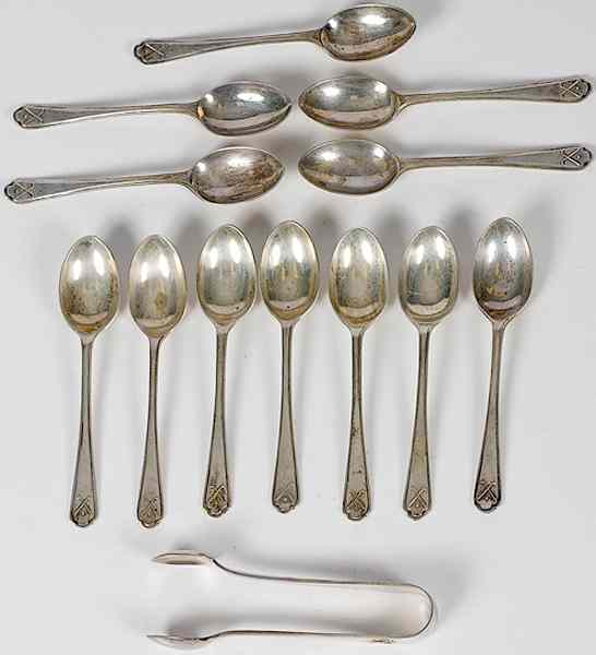 Appraisal: Sterling Silver Demitasse Spoons Plus English includes twelve sterling demitasse