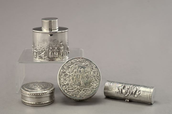 Appraisal: Collection of Four Silver Boxes consisting of a German -standard