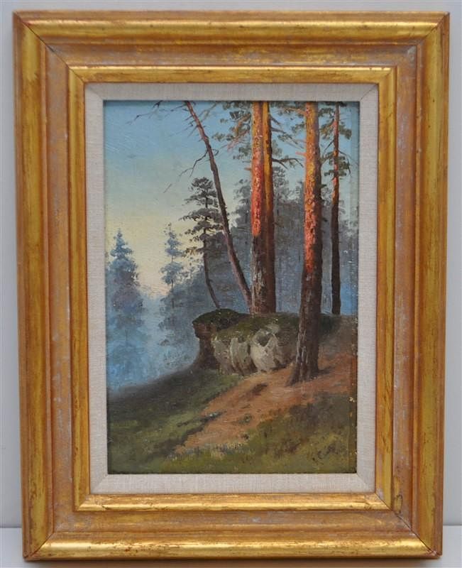 Appraisal: NEW ENGLAND OIL ON BOARD LANDSCAPE SIGNED Vintage Oil on