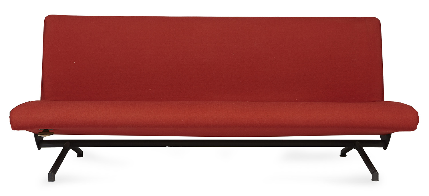 Appraisal: A RED WOOL 'D ' SOFA DAYBED BY TECNO DESIGNED