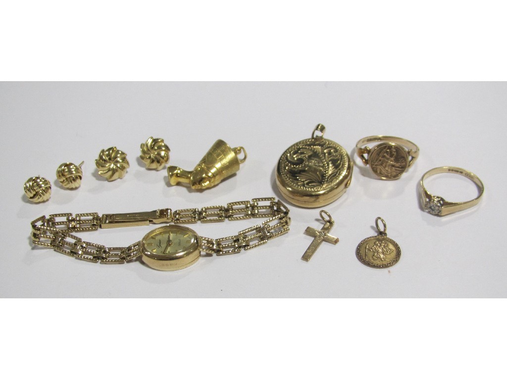 Appraisal: Lot of ct gold items to include ladies bracelet watch