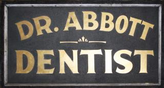 Appraisal: Vermont sanded painted double sided wooden sign Dr Abbott Dentist