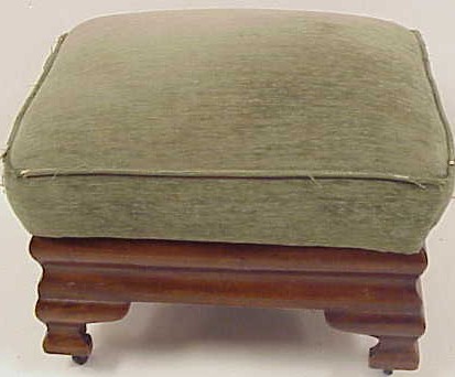 Appraisal: Empire upholstered footstool walnut ogee bracket base on later casters