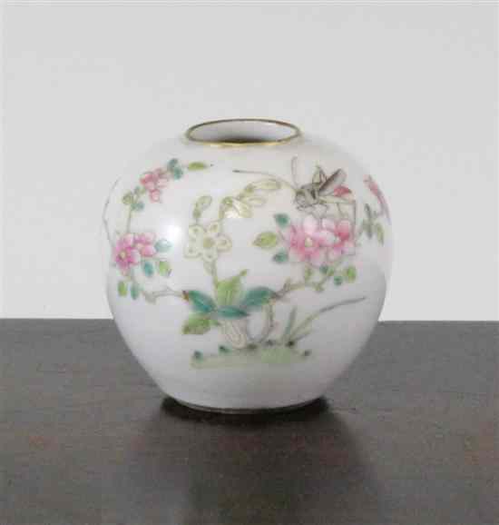 Appraisal: A Chinese famille rose miniature vase late th century finely