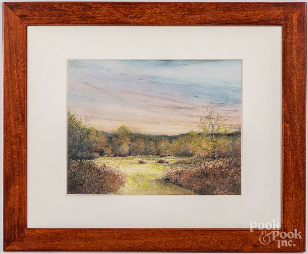 Appraisal: Roger Evans watercolor landscape Roger Evans watercolor landscape signed lower