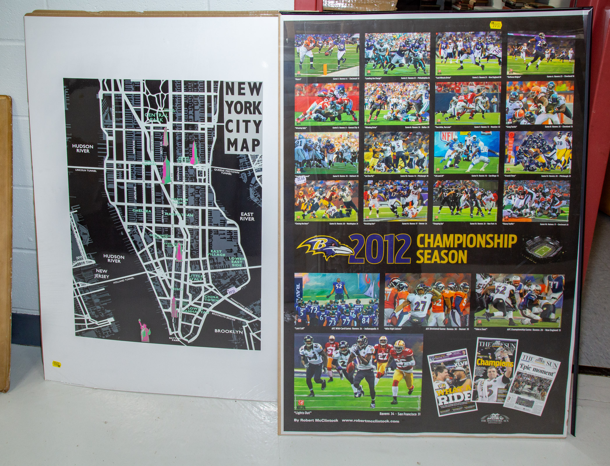 Appraisal: RAVENS SUPER BOWL CHAMPIONS POSTER With a poster of New