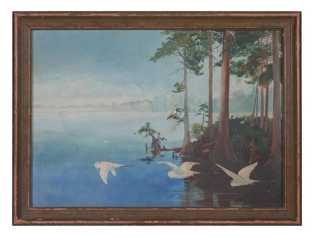 Appraisal: Oil on board painting of a Florida wetland scene with