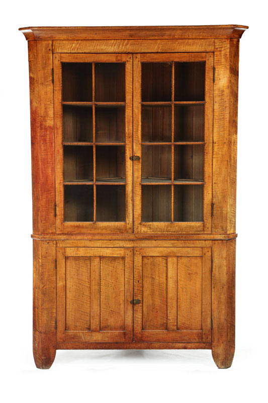 Appraisal: FINE CORNER CUPBOARD Attributed to Tuscarawas County Ohio mid th