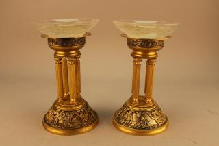 Appraisal: Pair of French Gilt Bronze Glass Compotes Pair of French