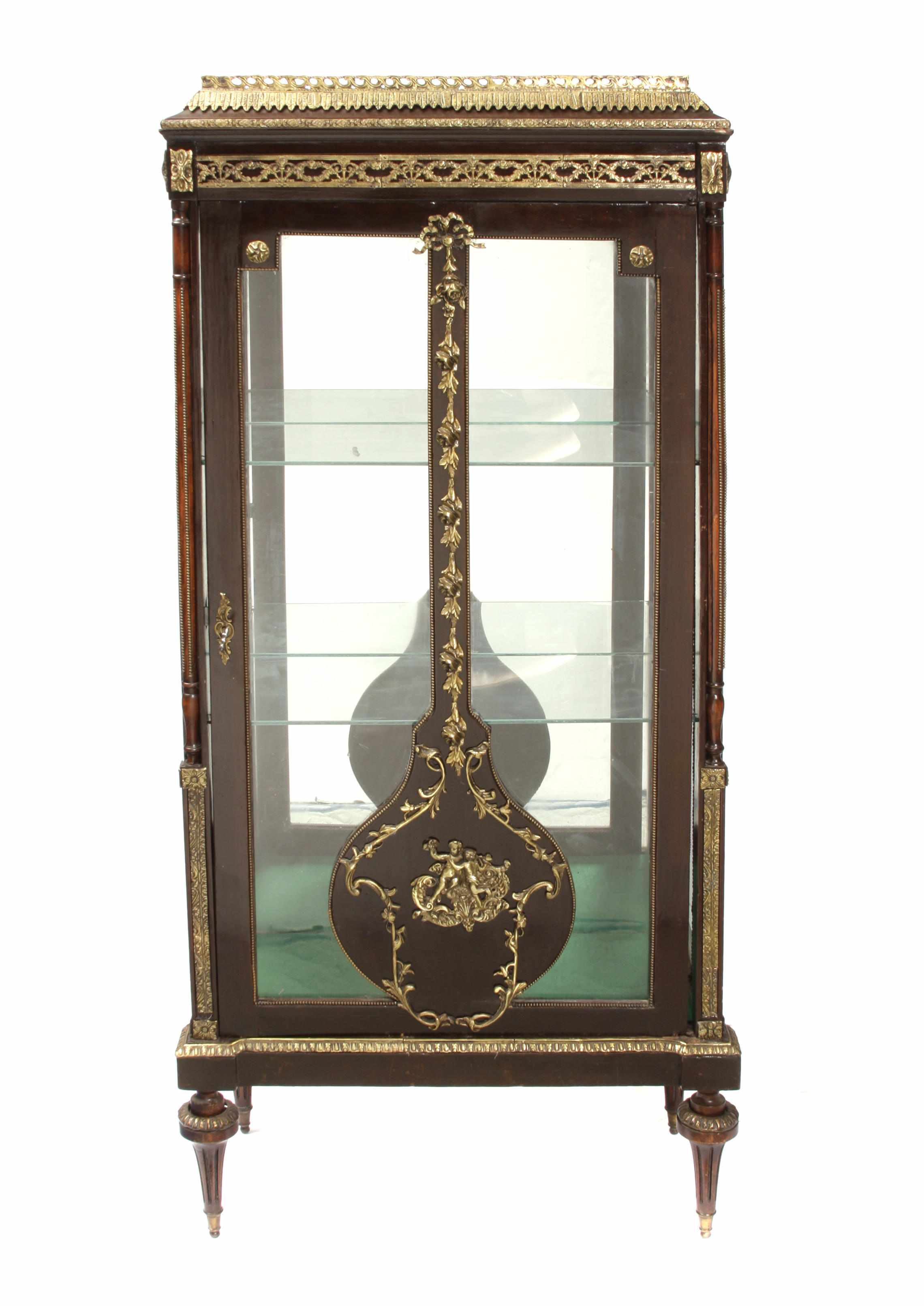 Appraisal: A Louis XVI style gilt bronze mounted vitrine cabinet height