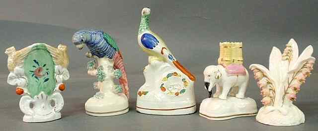 Appraisal: Five th c Staffordshire pieces incl two birds tallest h