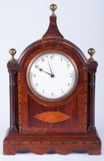 Appraisal: Early th Century English Mantle Clock Decorative mixed wood including