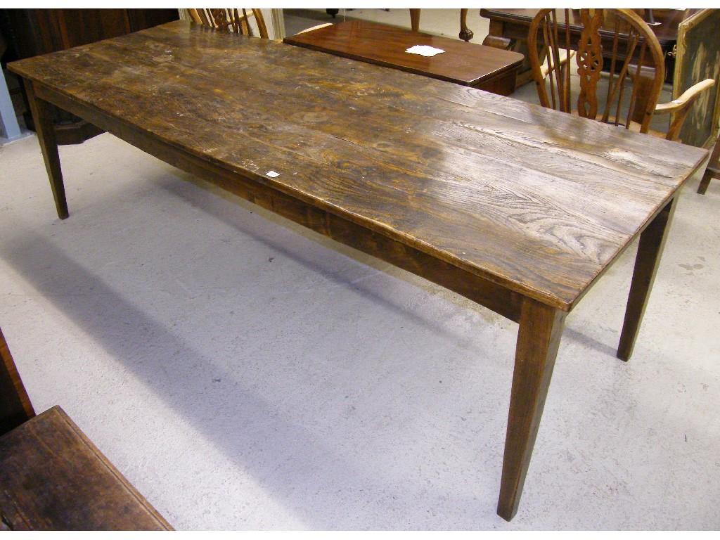 Appraisal: th century style provincial French elm refectory table with plain