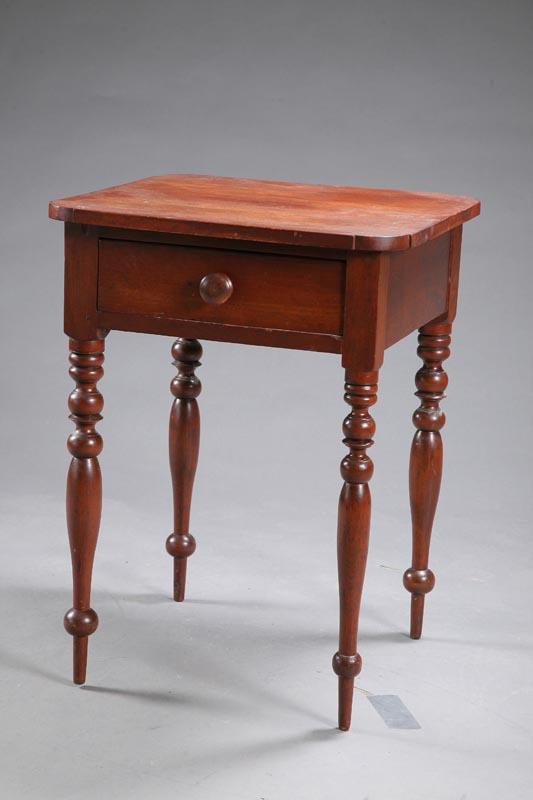 Appraisal: ONE DRAWER STAND Cherry with a wooden pull and turned