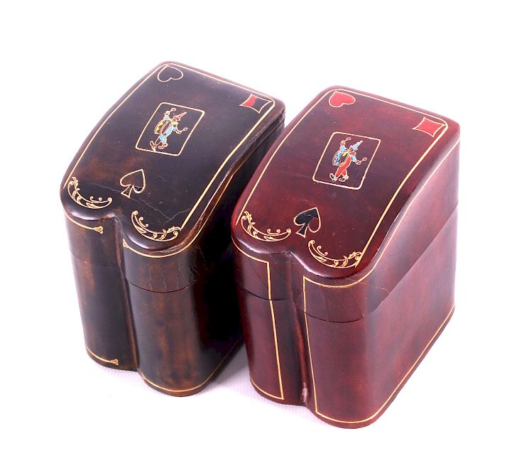 Appraisal: Leather Saloon Playing Card Holders Included in this lot is