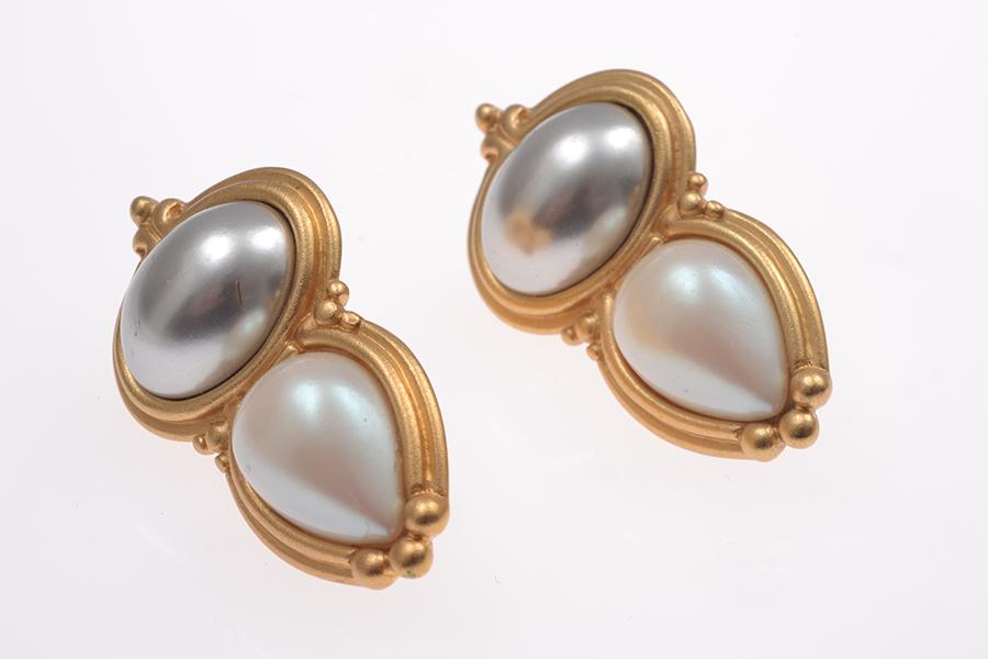 Appraisal: A PAIR OF FAUX PEARL EARRINGS BY YVES SAINT LAURENT