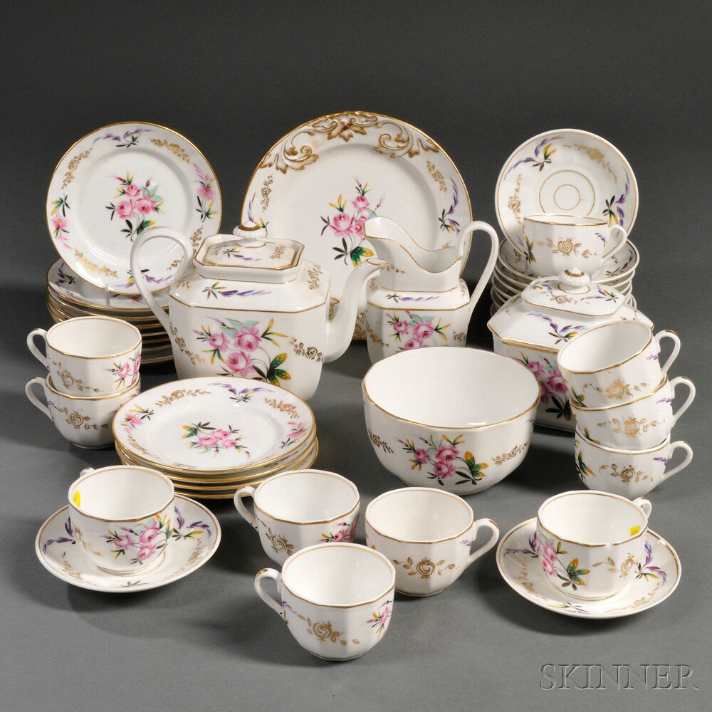 Appraisal: Group of Old Paris Porcelain Gilt and Floral-decorated Teaware Items