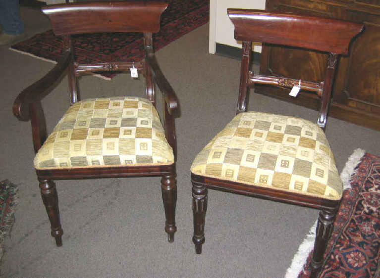 Appraisal: EIGHT ENGLISH REGENCY MAHOGANY DINING CHAIRS Straight slightly concave top