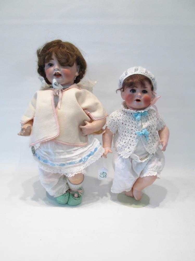 Appraisal: TWO GERMAN BISQUE SOCKET HEAD DOLLS Bahr Proschild maker with