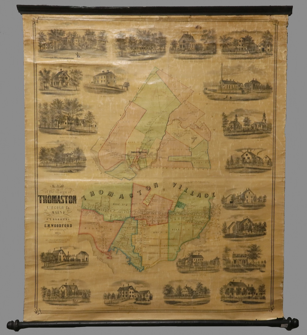 Appraisal: RARE PRE-CIVIL WAR THOMASTON MAINE SCHOOLROOM MAP Historic District Map