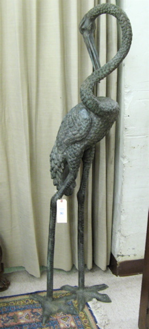 Appraisal: PATINATED BRONZE GARDEN CRANE cast in standing pose with head