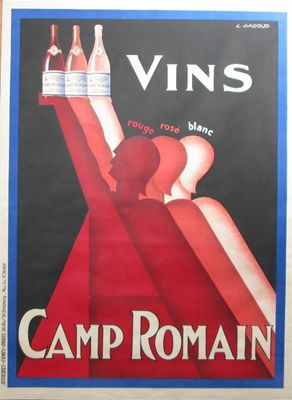 Appraisal: Vins Rouge Rose Blanc - Camp Romain' a lithographic poster