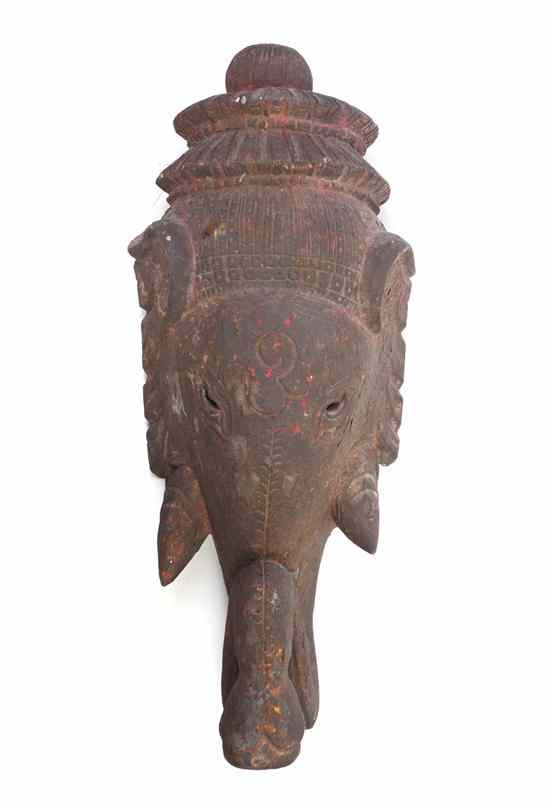 Appraisal: A Carved Wood Mask in the shape of an elephant