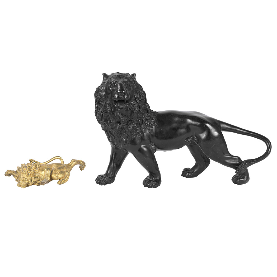 Appraisal: Continental Gilt-Bronze Figure of a Prowling Lion th Century Together