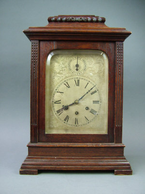 Appraisal: An early th century oak cased German bracket clock by