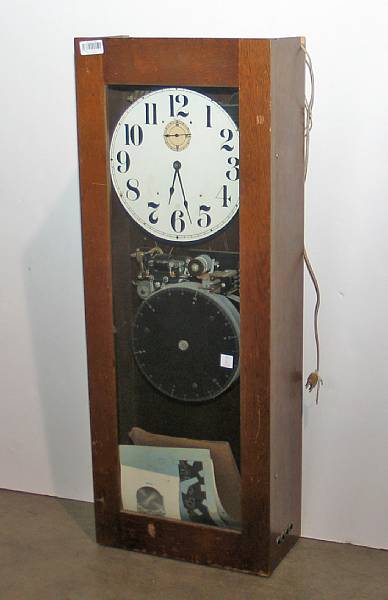 Appraisal: A walnut master time clock Simplex mid th century height