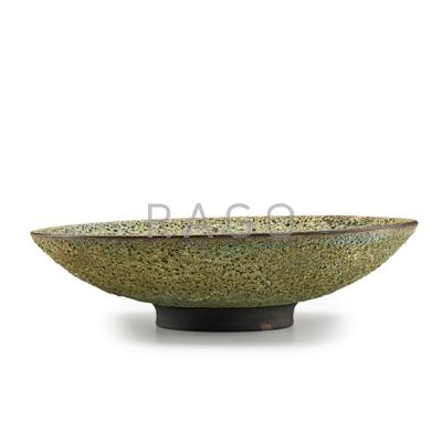 Appraisal: JAMES LOVERA b Large flaring bowl verdigris and blue concentric