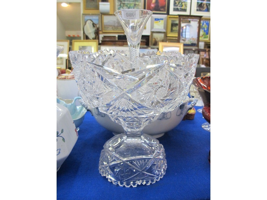 Appraisal: Air twist stem glass and a cut crystal bowl and