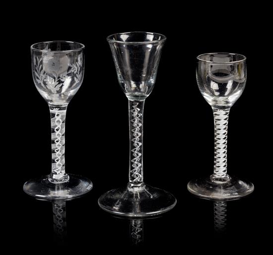 Appraisal: Sale Lot A Group of Three English Glass Wine Goblets