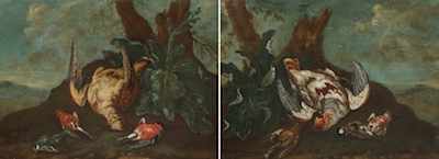 Appraisal: A Pair of Gamebird Oils on Panel Unsigned Painted in