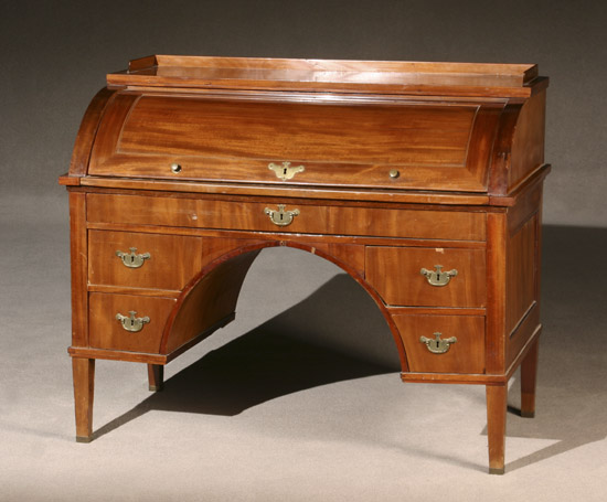 Appraisal: Biedermeier Mahogany Cylinder Bureau German Circa - The cylinder top