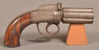 Appraisal: English Percussion Pepperbox Revolver caliber fluted barrel with British proof