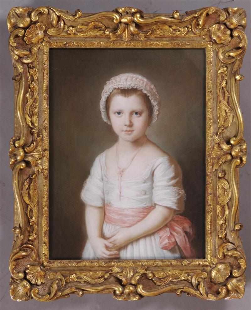 Appraisal: FRENCH SCHOOL PORTRAIT OF A GIRL IN PINK Pastel on