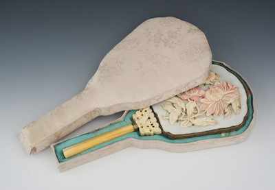 Appraisal: A Hand Mirror with Carved Ivory and Enameling Chinese ca