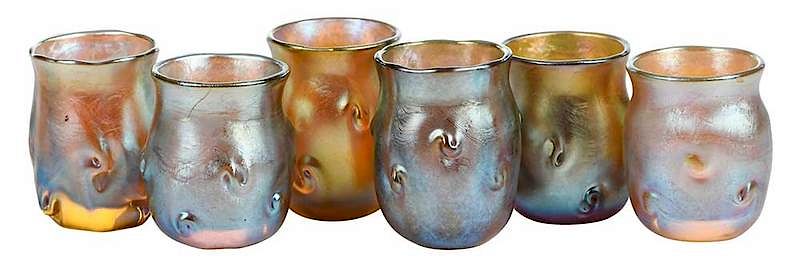 Appraisal: Six Tiffany Favrile Toothpick Holders American early th century each