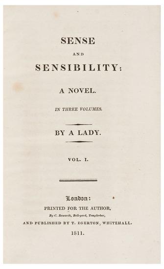 Appraisal: AUSTEN Jane - Sense and Sensibility A Novel London Printed