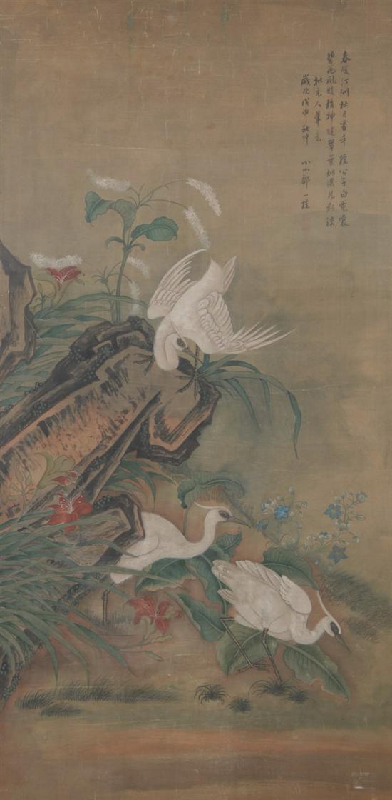 Appraisal: ZOU YIBUI Chinese - dated FLOWER AND BIRD Signed and