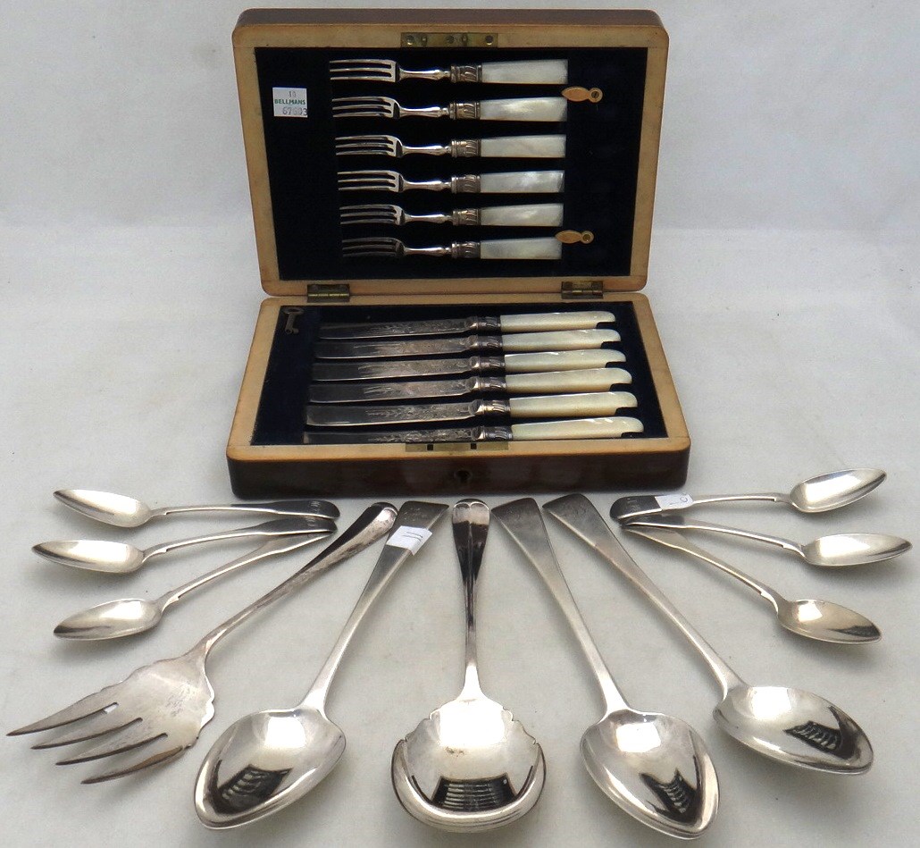 Appraisal: Silver flatware comprising six various teaspoons and three Old English