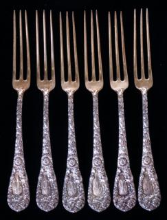 Appraisal: Chrysanthemum by Durgin Sterling Forks Six Each marked to back