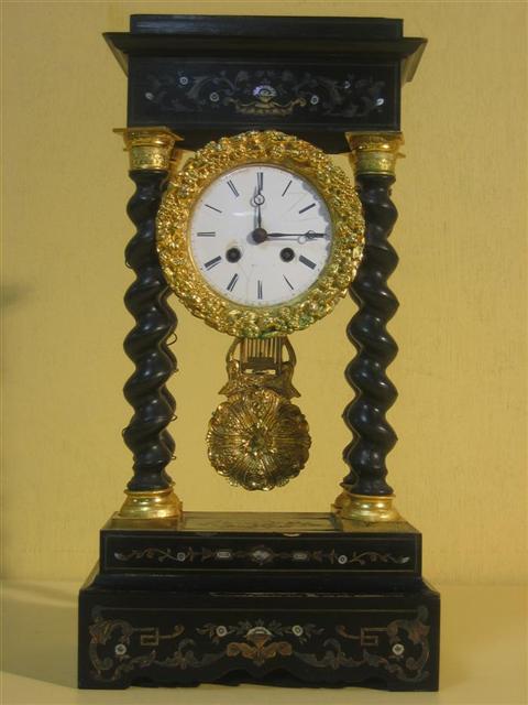 Appraisal: FRENCH INLAID AND EBONIZED MANTEL CLOCK Late th century the