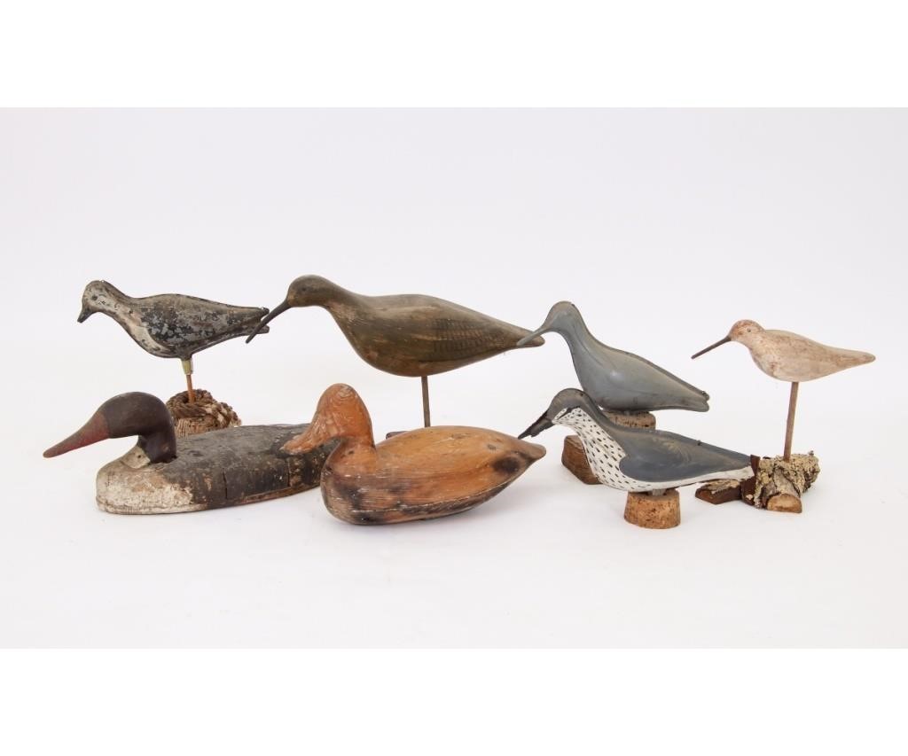 Appraisal: Three metal molded shore bird decoys one missing a half