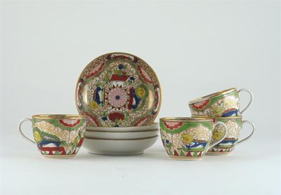 Appraisal: Four bute-shaped cups and saucers decorated with the 'Kylin' pattern