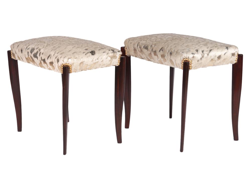 Appraisal: PAIR OF MODERN STYLISH ITALIAN STOOLSPair of Italian upholstered stools